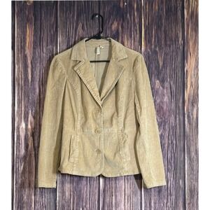St Johns Bay Corduroy Blazer Jacket Womens  M Beige Button Front Career Office